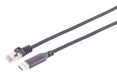 S-impuls USB-A LAN Cable Adapter 1G, RJ45, Alu, Black 1M — image 1