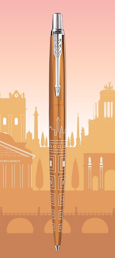 Parker Pen Jotter Edition Special Rome Bronze Ct Punta Media With Ink Blue Box Of Regalo — image 1