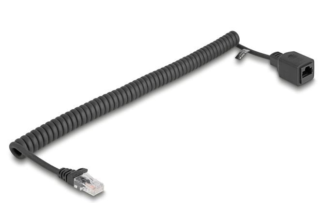 Delock RJ45 Cable Espiral Connector Male a Female CAT.5E UTP 1M Up To 3M Black