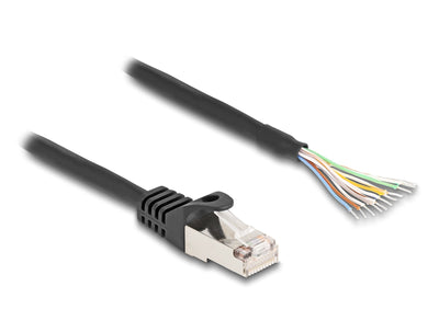 Delock 80205 Cable RJ50 Male a Extremos Abiertos S/FTP 1M Black — image 1