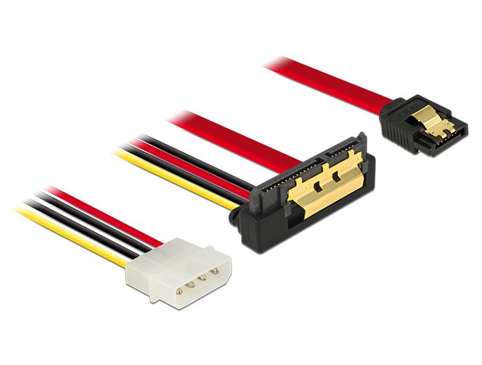 Delock Cable SATA 6GB S 7 Pin Connector Female + Molex 4 Pin Power Connector Male SATA 22 Pin Connector Female