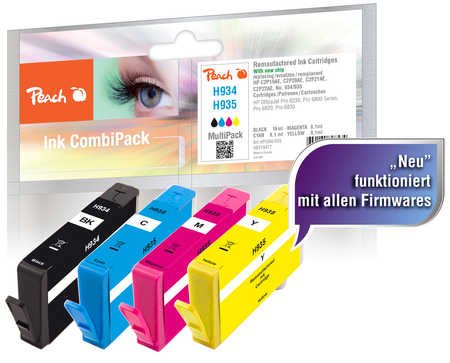 Peach 0F319477 Ink H934 H935 Black Cyan Magenta Yellow 4 Pieces