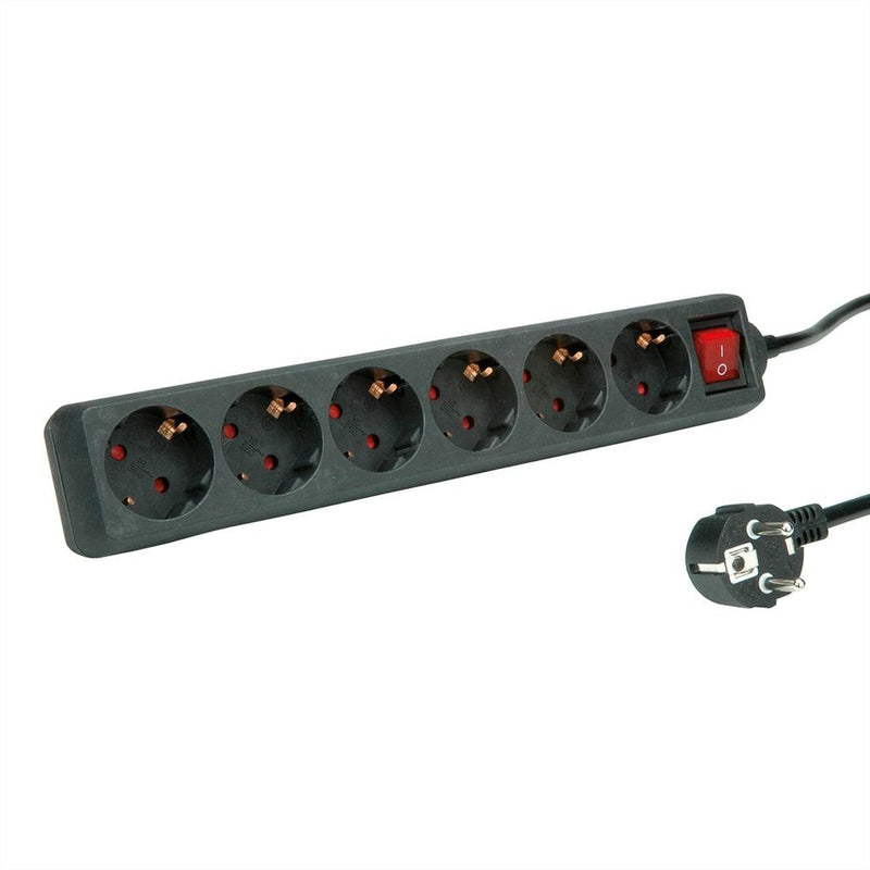 Roline 6-VÍAS Power Strip Plugs With Switch Black 1,5M