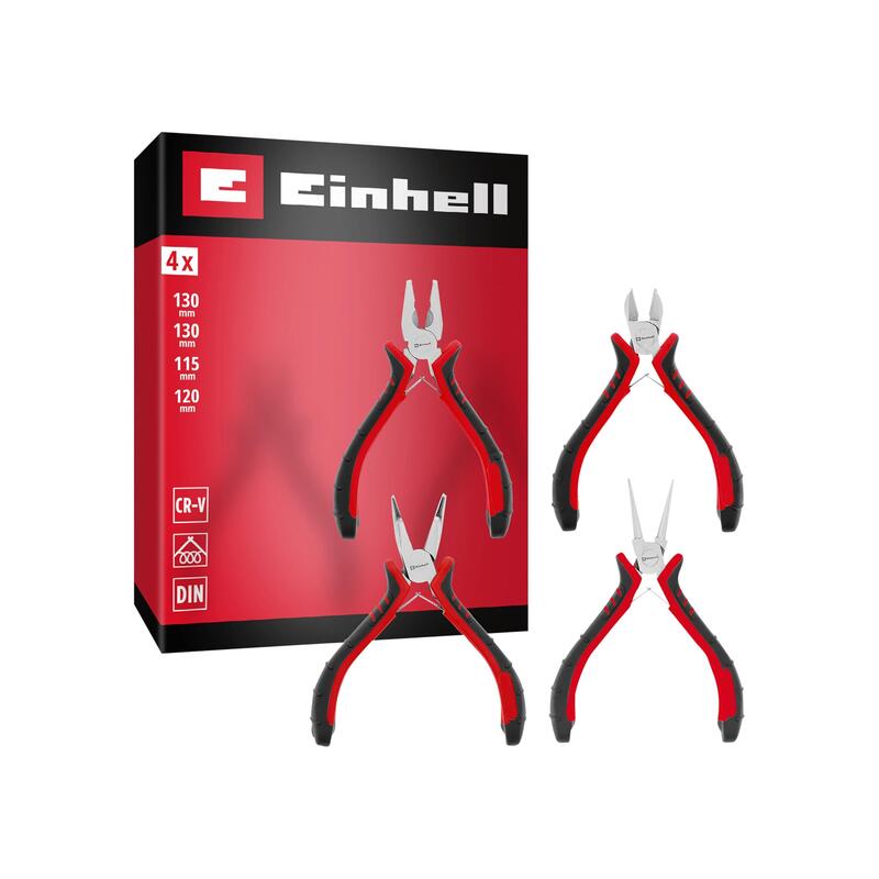 Einhell-kwb Set Of Pliers Electrónica, 4 Pieces Black Red 115 / 120 / 130MM) 370532