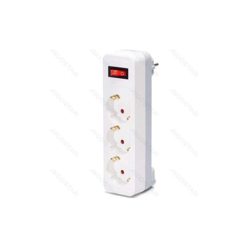 Aigostar Plug Conversion German 1A 3 16A With Switch White/Grey