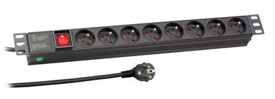 48,26CM 19PULGADAS ?1HE Power Strip Plugs 8 X Ute With Switch Im Perfil Aluminium Black — image 1