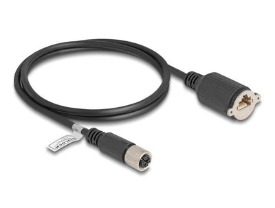 Delock M12 Cable X-kodiert 8 Pin Female a RJ45 Female CAT.6A S/FTP 1M Black — image 1
