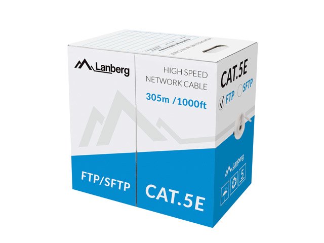 Lanberg Bobina Cable Apantallado LCF5-11CC-0305-S, RJ45,CAT.5E, FTP, AWG24,305M, Grey Trenzado