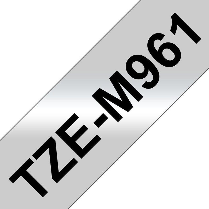 Brother TZEM961, Tape Laminated Silver Mate / Black (metálica) 36MM