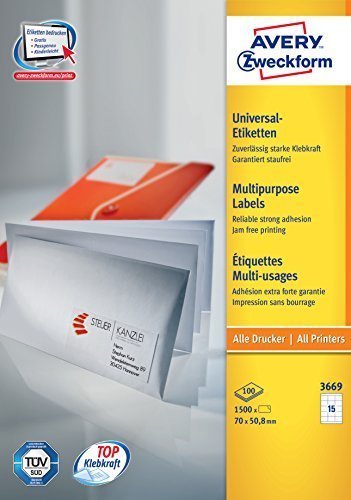 Avery Zweckform Labels 3669 White 70,0 X 50,8MM — image 1