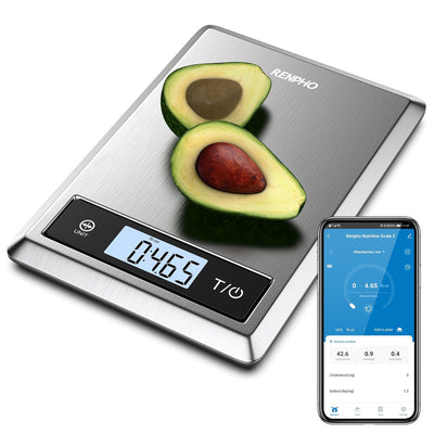 Renpho Calibra 1 - Smart Nutrition Scale - Ble - Grey Stainless Steel (up To 11LB/5KG) — image 1