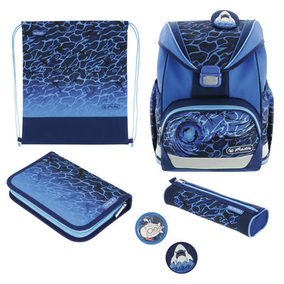 Herlitz Backpack School Ultralight Blue Case Estudiante With 16 Pieces Mocasines Ovalados, Bag Sport 2 Aplicac — image 1
