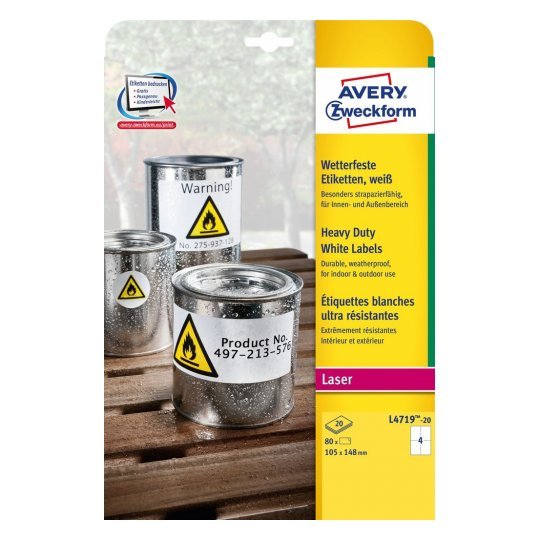 Avery Zweckform Resistant a Intemperie Folienetiketten 105,0 X 148,0MM