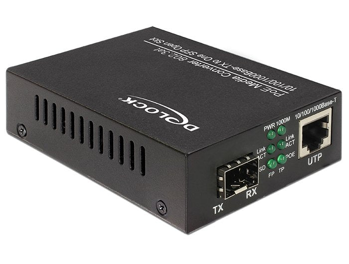 PoE + Convertidor Medios 10 100 1000BASE-T a Sfp