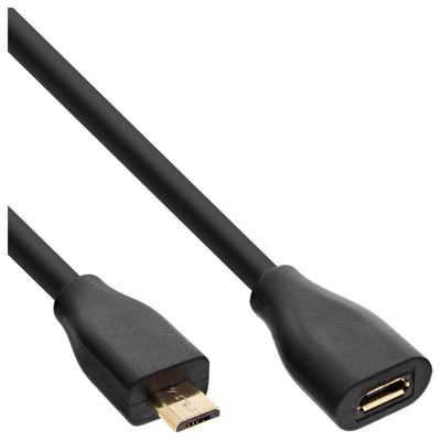 Inline Cable Extensión Micro-usb, USB 2.0 Micro-b M/H, Black/Gold 1,5M — image 1