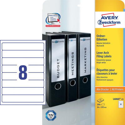 Avery Zweckform Labels Ring Binder 34,0 X 192,0MM White — image 1