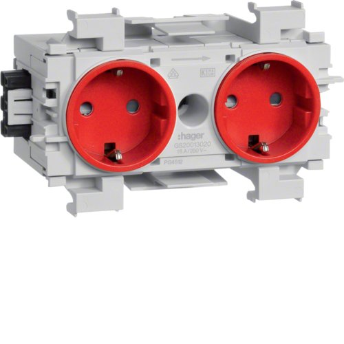 Hager Socket Power 2VÍAS M.wago GS20013020 Frontrastend Verkehrsrot