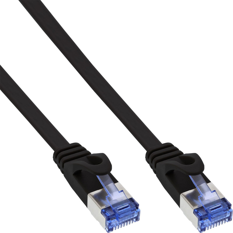 Inline Network Cable Flat , U/FTP, CAT.6A, Black 1M