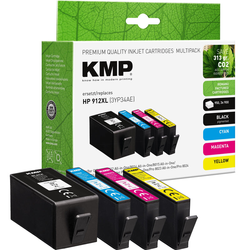 Kmp Cartridge HP HP912XL 3YP34AE Bk/C/M/ And Multipack Remanufactured