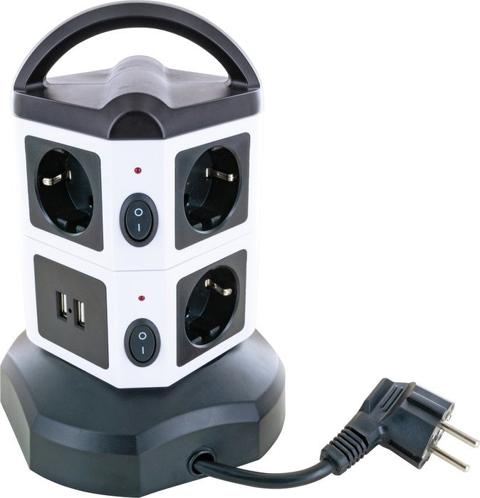 Schwaiger Tower Plugs 7XSCHUKO + 2x Usb, 1,8M