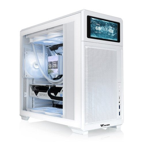 Thermaltake PC Case TR300 Tg Snow White Tempered Glass Power Extension Cord 120MM White Fan