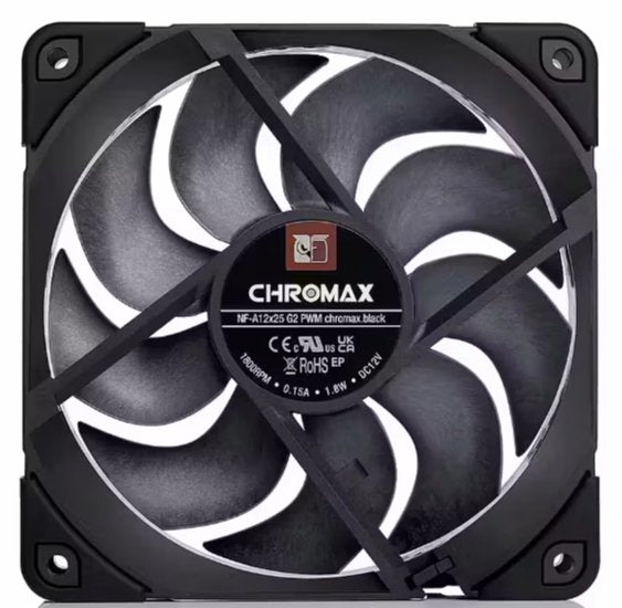 Noctua Fan PC NF-A12X25 G2 PWM Chromax.negro Black Pwm-anschluss, 120MM) NF-A12X25 G2 PWM Chromax.negro