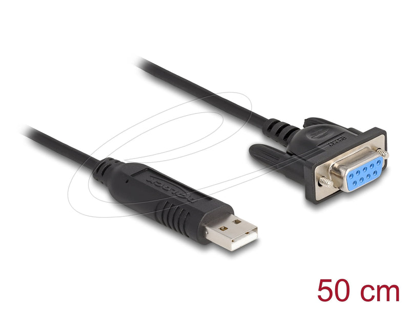 Delock USB 2.0A Serie RS-232 Adapter Sub-d 9 Connector Female With Screws Kompaktem Housing Connector 50CM Ftd