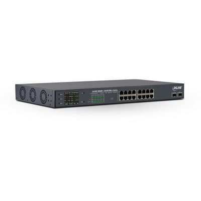 Inline Switch Network Gigabit PoE + 16 Ports 1Gbps, 2X Sfp, 48,26CM (19, Stands Incluidos), Metal Control Vent — image 1