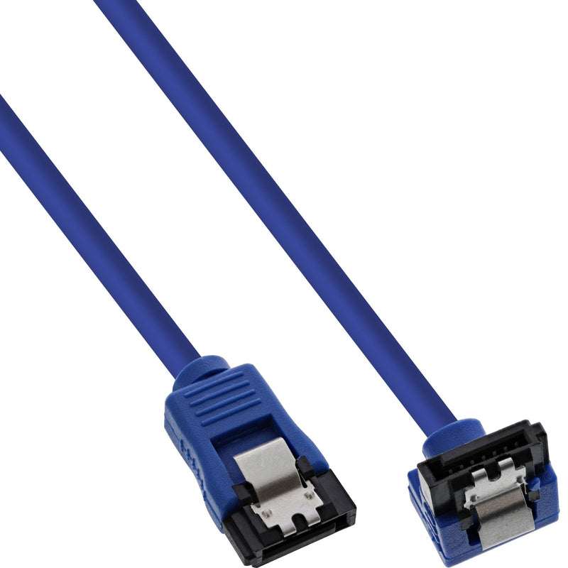 Inline Cable Round SATA 6GB/S Blue Ángulo 90° With Pestillos 0,15M