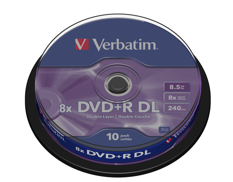 Verbatim Dvd + R Double Capa, 8.5GB, 8X, 10 Pack Spindle, Surface Matt Silver
