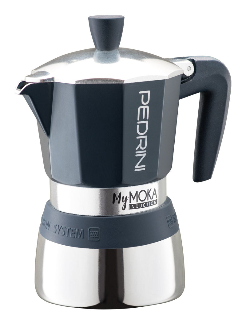 Pedrini Coffee Machine Italiana Mymoka Induction Brown Steel Inoxidable