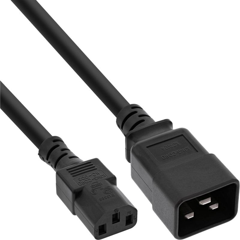 Inline Power Adapter , IEC-60320 C20 a C13, 3X1,5MM², Max. 10A, Black 1M