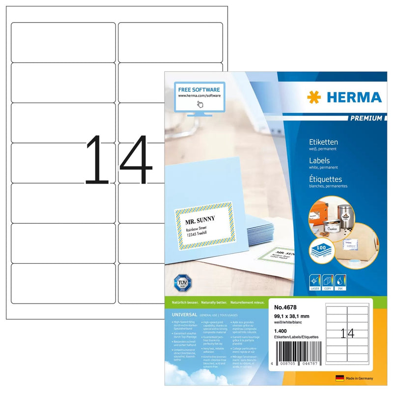 Herma Labels Dirección A4 White 99,1X38,1MM Paper 1400 Units