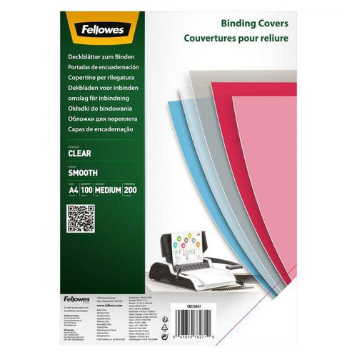 Fellowes Clear Pet Binding Cover 200 Micron A4 [pack 100] 5384701 — image 1