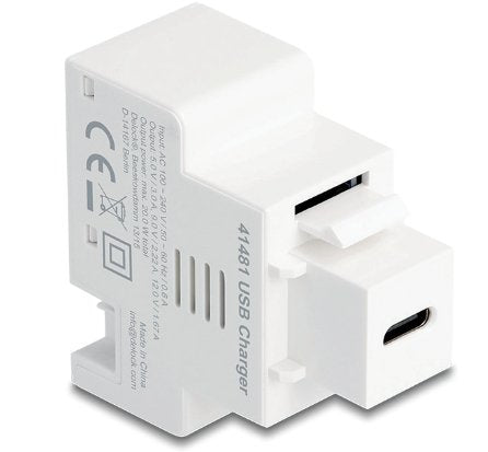 Keystone Módulo With USB Type-c™ Connector Charging Female Pd 20W White