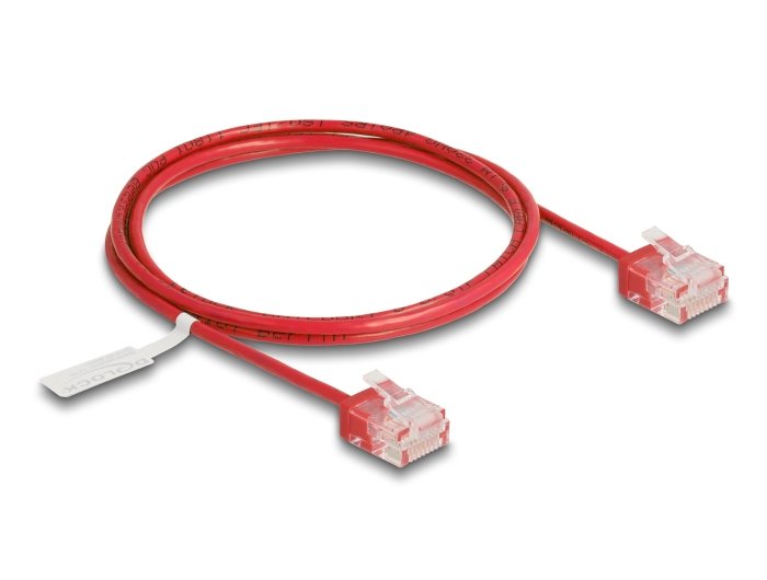 Delock RJ45 Network Cable CAT.6 UTP Ultra Slim 1M Red With Kurzen Machon
