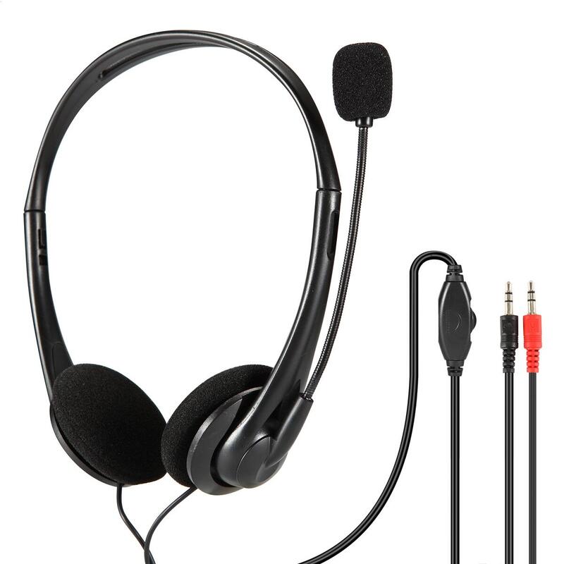 Fiesta Headphone + Mic PC Control Volumen Jack 2*3.5MM Black FH2020