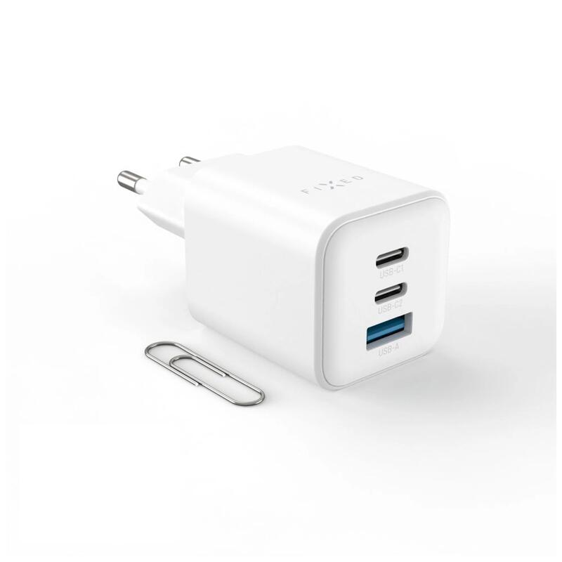 Fixed Mini 2x USB-C And USB GaN Charger 65W, White