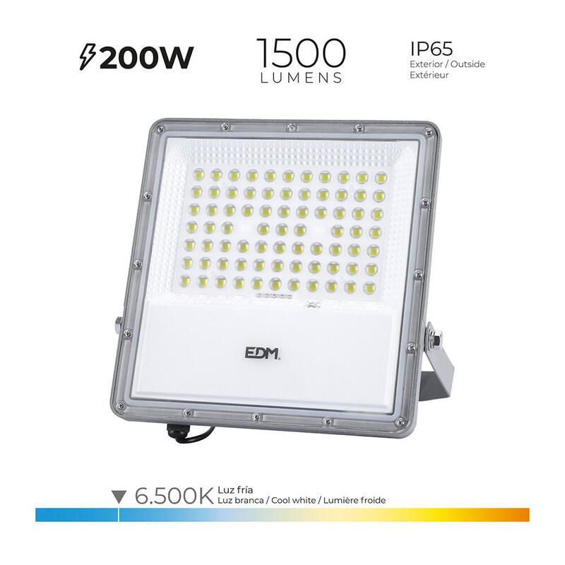 EDM Foco Projector LED Solar 200W 1.500LM 6.500K IP65