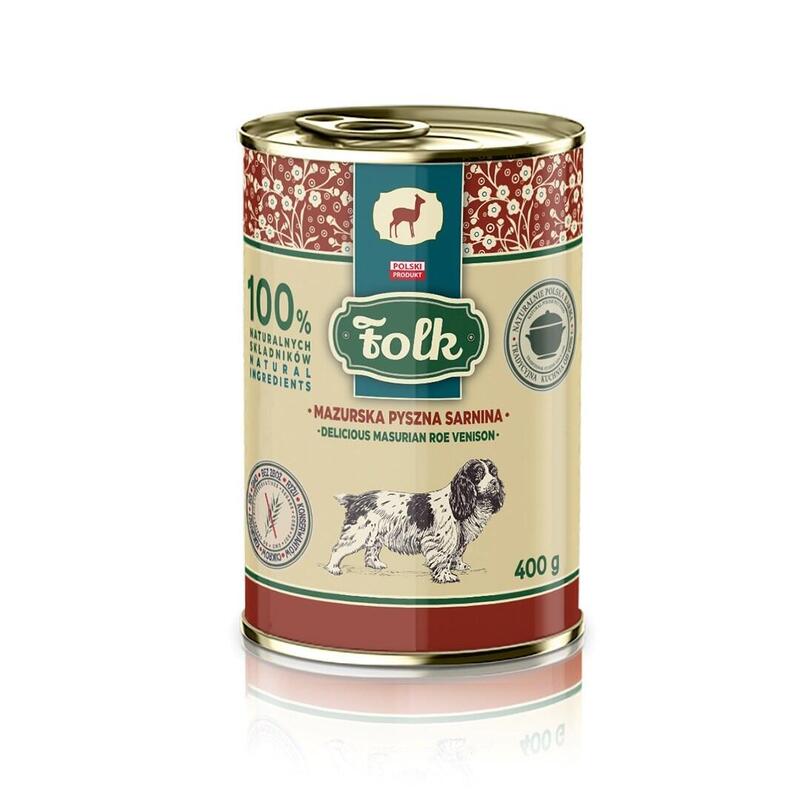 Folk Delicious Masurian Roe Venison Mono - Comida Húmeda Perros - 400G