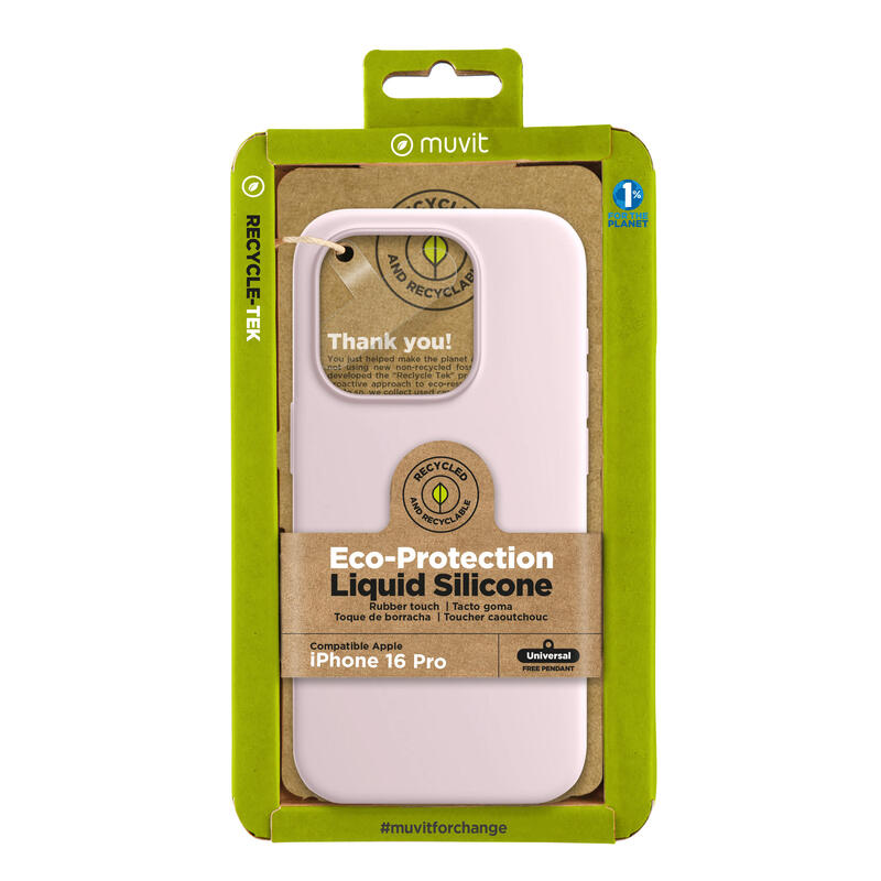 Muvit Case Recycletek Liquid Silicone Apple Iphone 16 Pro Pink