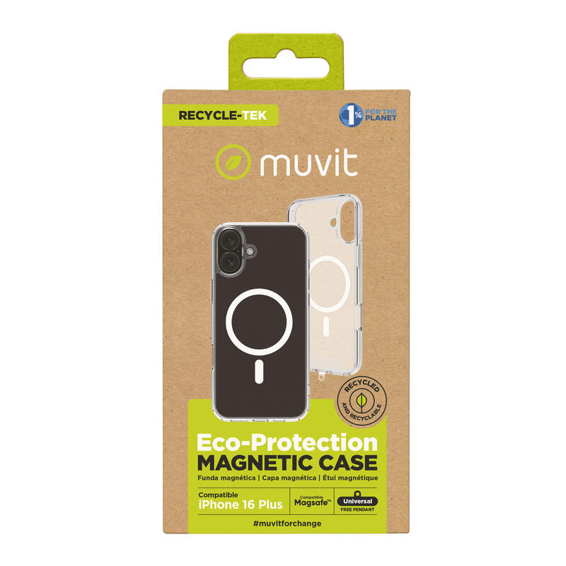 Muvit Case Recycletek Magsafe Apple Iphone 16 Plus Transparent