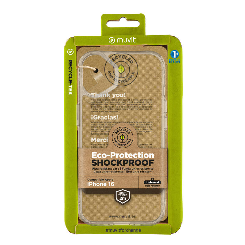 Muvit Case Shockproof 2M Apple Iphone 16 Transparent