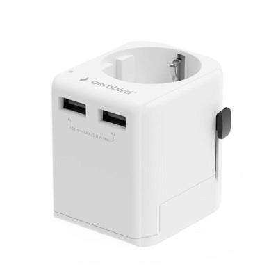 Gembird Eu To Universal Travel Power Adapter 12W White — image 1