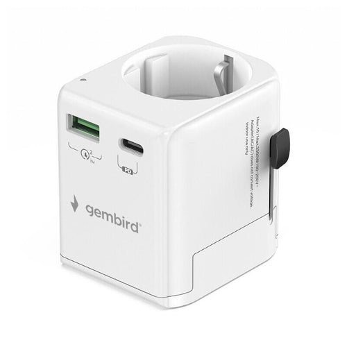 Gembird Grounded Universal Travel Power Adapter 20W White — image 1