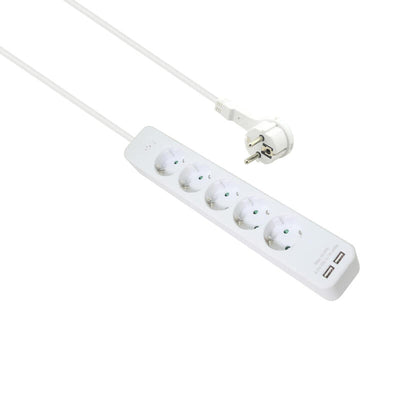Helos Power Strip Advanced, 5 Sockets Charger USB White 1,5M, With Switch — image 1