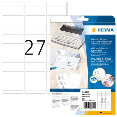 Herma Adressetik. 67X30 Mm Paper Matte Ecken Round 540 St. — image 1
