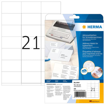 Herma Adressetik. 70X42 Mm Paper Ecken Spitz 420 St. — image 1