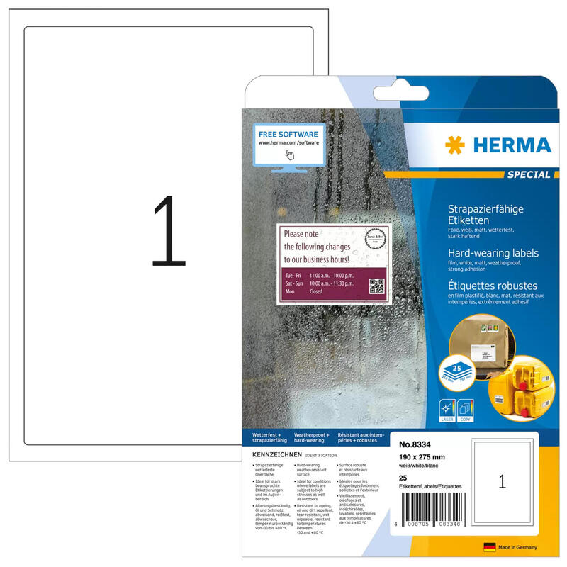 Herma Schilder A4 White 190X275 Mm Lámina 25 St.
