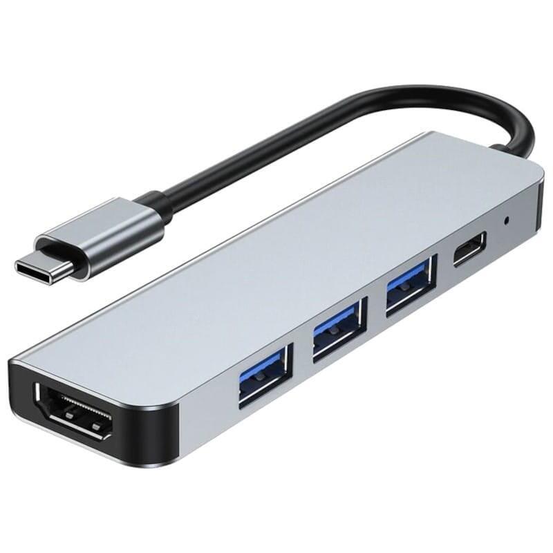 Hub USB Byl 2008 5 1 USB Type-c /Hdmi+USB 3.0 + USB 2.0 + USB Type-c Silver